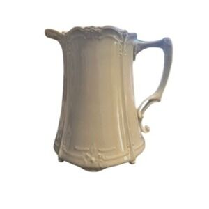 Vintage RED CLIFF Cream Ceramic Pitcher Embossed  Scalloped Rim French Country